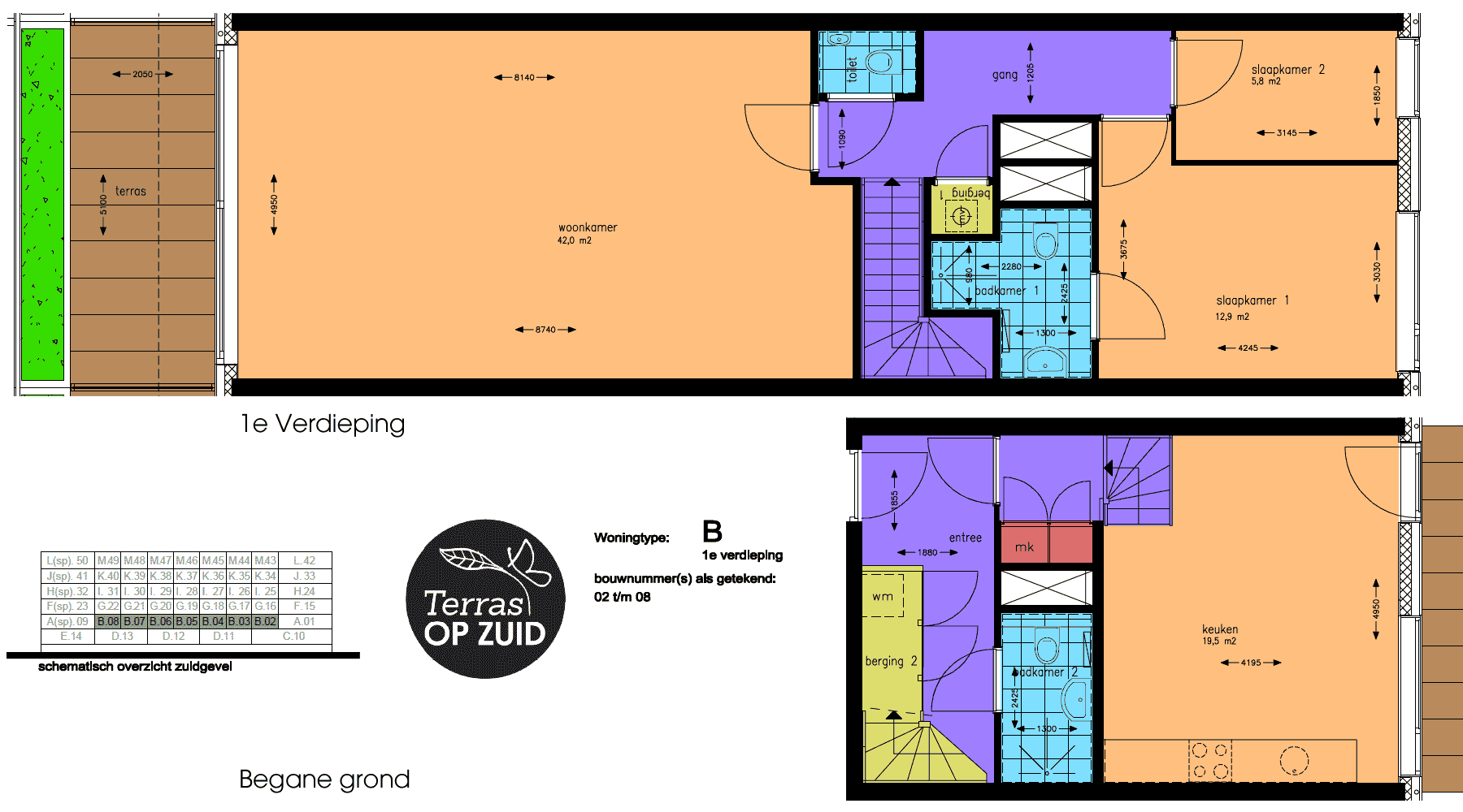 Kleurplattegrond woning TYPE B